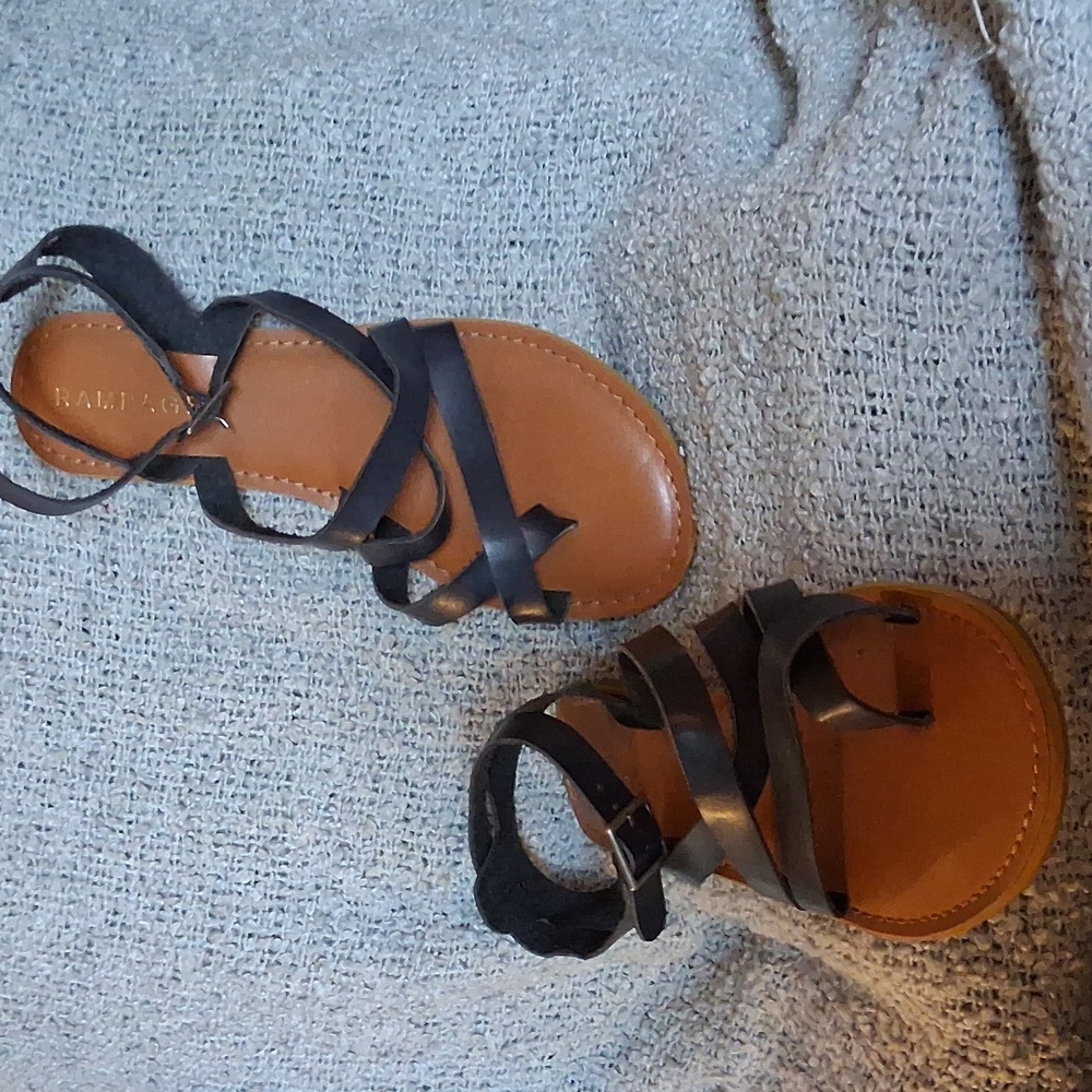 Rampage Navy and Brown Strappy Sandals Sz 8M